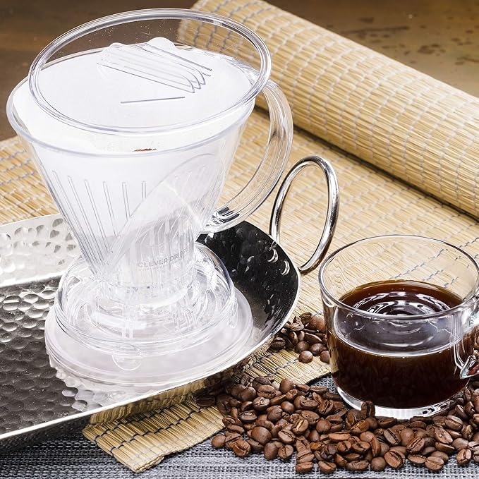 Clever Coffee Dripper and Filters, Large 18 oz| Barista's Choice| Safe BPA Free Plastic|Includes 100 Filters (Clear, 18 oz Large)