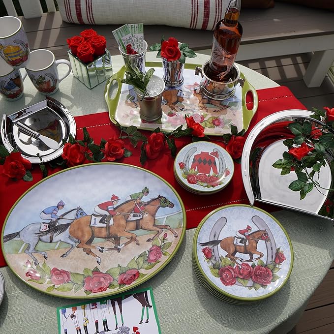 Derby Day at the Races Silver Coast 3-D Horseshoe Tray Set – Add race day glamour to your table with this porcelain tray set, perfect for hosting, gifting, and celebrating in equestrian elegance.