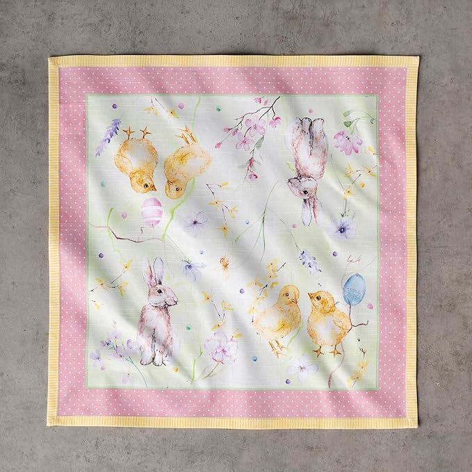 Maison d' Hermine Cloth Napkins Set of 4 100% Cotton Everyday Reusable Square Napkins Cloth Washable, Dinner, Party, Wedding, Restaurant, Spring/Summer (Easter Zest, 20" x 20")