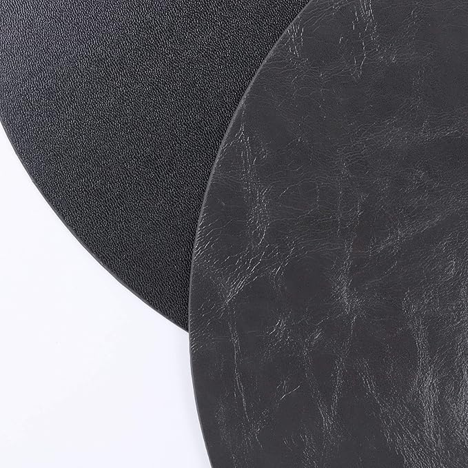 Jovono Set of 4 Round Placemats and Coasters, Faux Leather Table Mats and Desk Coasters, Plate mat Easy to Clean for Round Dining Rable, Diameter 13'' and 3.9'' Gray