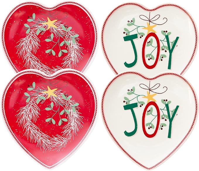 Gracie China Winter Greeting Plates, Set of 4 (Heart Plate 7-inch)