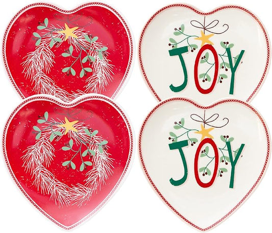 Gracie China Winter Greeting Plates, Set of 4 (Heart Plate 7-inch)