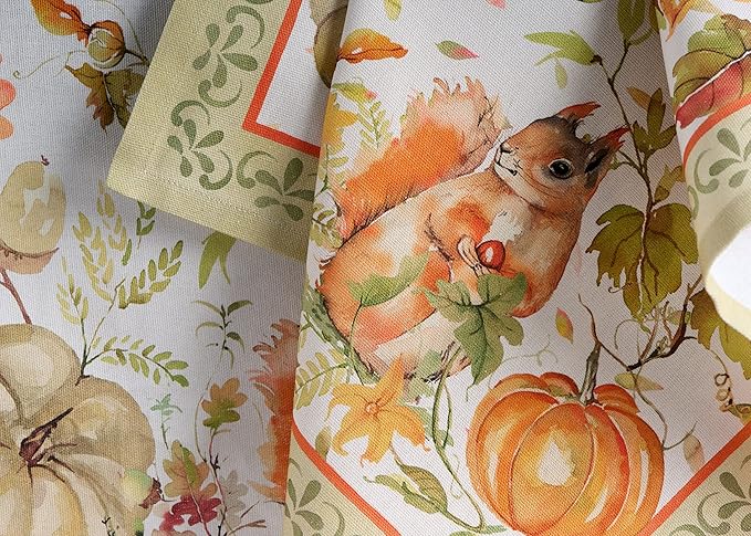 Maison d' Hermine Cloth Napkins Set of 4 100% Cotton for Thanksgiving Christmas Decorations Everyday Reusable Square Fall Napkins Cloth Washable Dinner Party (Pumpkin Passion, 20"x20")
