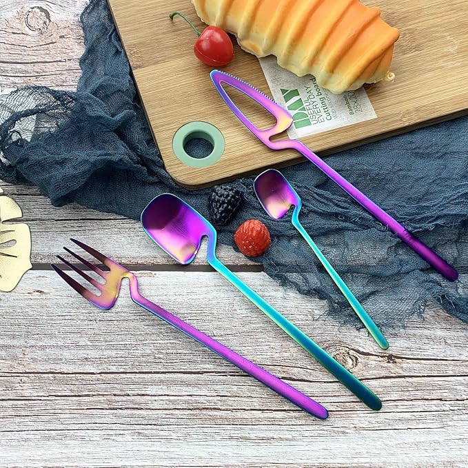 JASHII Honey Jam Spoon, Stainless Steel Mini Coffee Spoon, Teaspoon, 6-piece (Matte Rainbow)