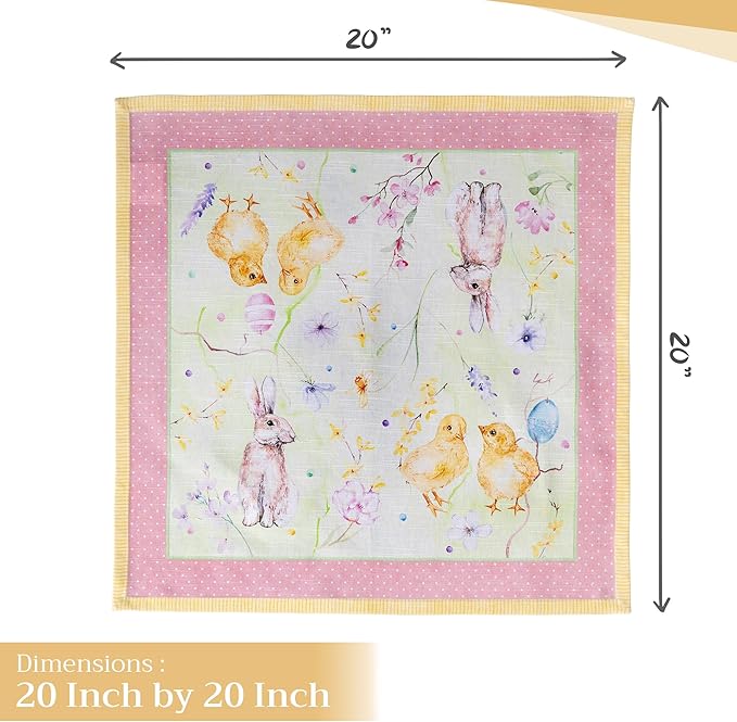 Maison d' Hermine Cloth Napkins Set of 4 100% Cotton Everyday Reusable Square Napkins Cloth Washable, Dinner, Party, Wedding, Restaurant, Spring/Summer (Easter Zest, 20" x 20")