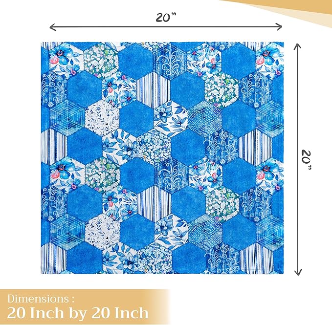 Maison d' Hermine Cloth Napkins Set of 4 100% Cotton Everyday Reusable Square Napkins Cloth Washable, Dinner, Party, Wedding, Restaurant, Spring/Summer (Summer Blues, 20" x 20")