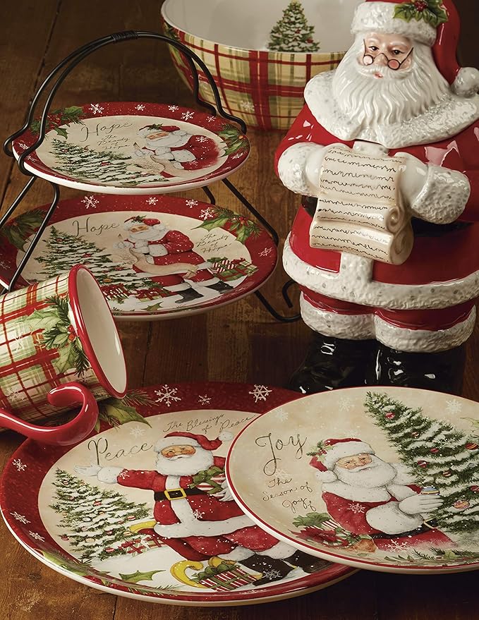 Certified International Holiday Wishes 6" Canape/Luncheon Plates, Set of 4 Assorted Designs., (Pack of 3)