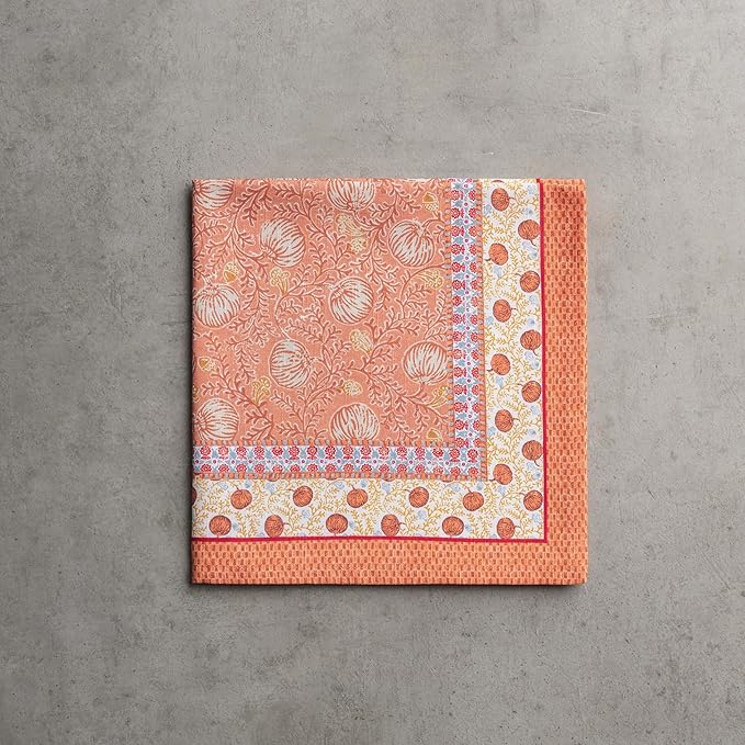 Maison d' Hermine Cloth Napkins Set of 4 100% Cotton for Thanksgiving Christmas Decorations Everyday Reusable Square Fall Napkins Cloth Washable Dinner Party (Harvest Festival, 20"x20")