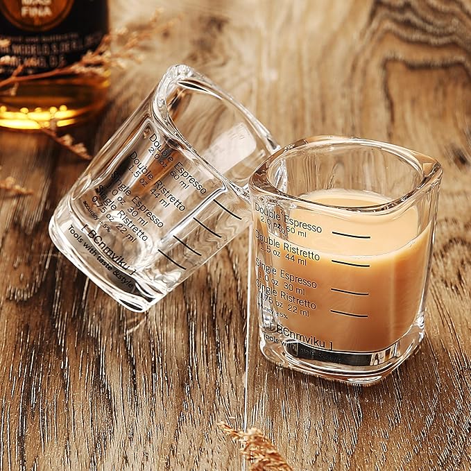 Espresso Shot Glass Liquid Heavy Sturdy Shot Glasses Measuring cup Wine Glass 1 Pack 2oz/60ml By BCnmviku(Sturdy 1Pack)