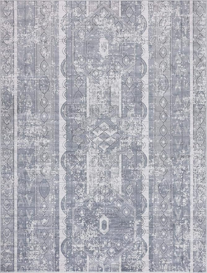 Rugs.com Oregon Collection Rug – 9' x 12' Gray Low-Pile Rug Perfect for Living Rooms, Large Dining Rooms, Open Floorplans