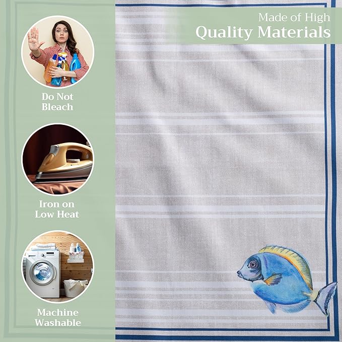 Maison d' Hermine Cloth Napkins Set of 4 100% Cotton Everyday Reusable Square Napkins Cloth Washable, Dinner, Party, Wedding, Restaurant, Spring/Summer (Poisson, 20" x 20")