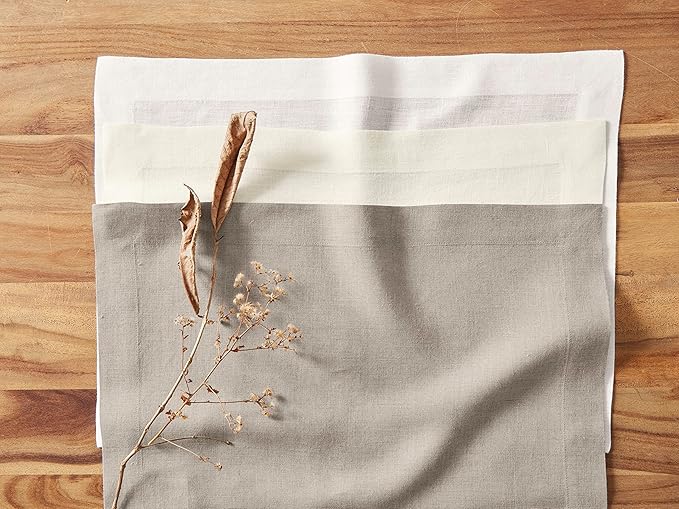 Solino Home Linen Cloth Napkins Set of 4-100% Pure Linen Flax Dinner Napkins 20 x 20 Inch - Sonoma, Handcrafted and Machine Washable - Christmas, New Year