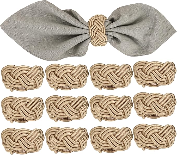 Napkin Rings Set of 12 for Dinner Parties, Weddings Receptions, Family Gatherings, or Everyday Use - Set Your Style with Daily Use Table Décor Accessories - Oat Brown