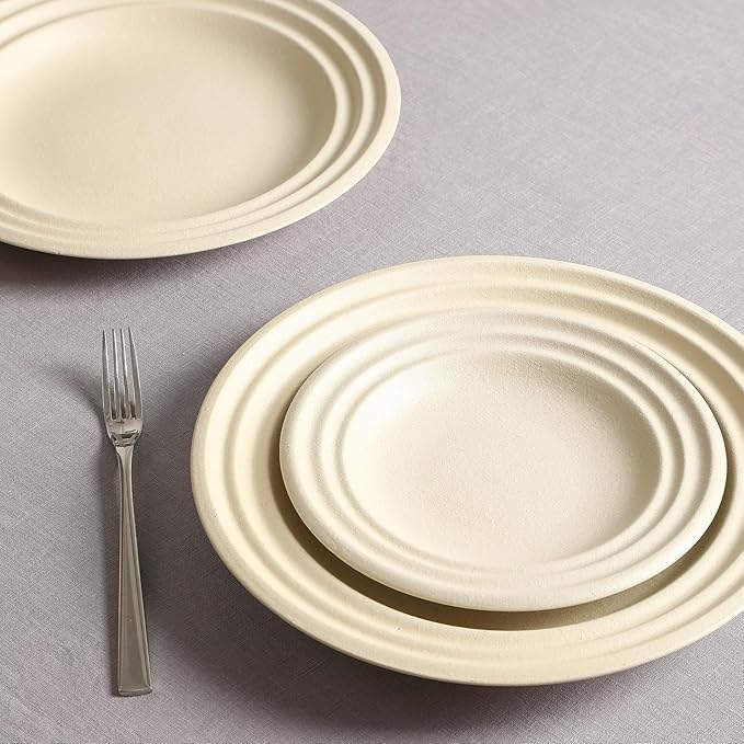 Stone Lain Zen Stoneware 12-Piece Dinnerware Set, Service for 4, Beige, Includes Salad -, Dinner Plates & Bowls, Textured Sand Finish, Microwave & Dishwasher Safe