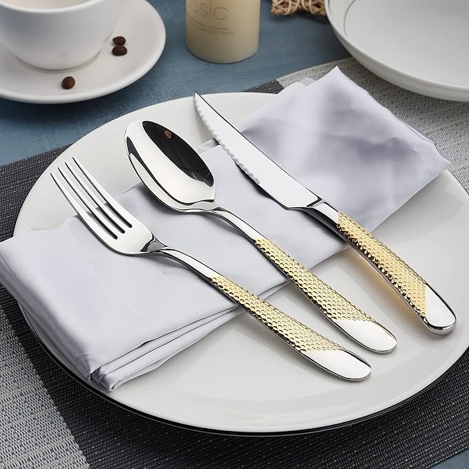 Silverware Set of 20 Stainless Steel Flatware Set Service for 4 Includes Knives Spoons Forks Kitchen Utensil Cutlery Sets For Home Kitchen Hotel