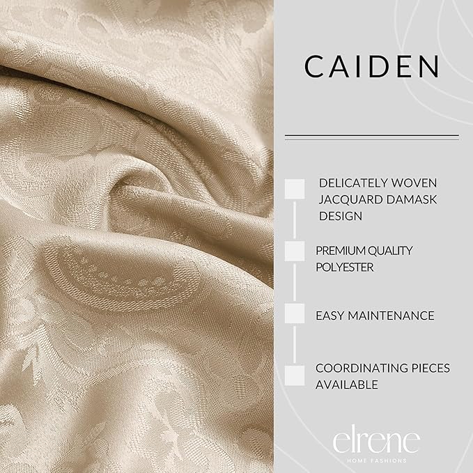 Elrene Home Fashions Caiden Elegance Damask Waterproof, Stain & Wrinkle Resistant Fabric Tablecloth, 60" x 144" Oblong/Rectangle, Taupe