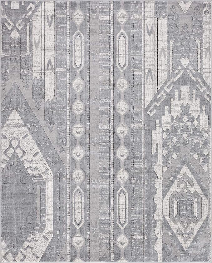 Rugs.com Oregon Collection Rug – 8' x 10' Gray Low-Pile Rug Perfect for Living Rooms, Large Dining Rooms, Open Floorplans