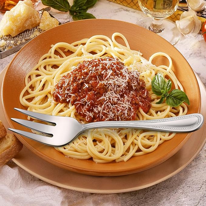 HaWare 6 Pieces Serving Set, Stainless Steel Silverware Serving Utensils, Pearled Edge Hostess Silverware for Buffet Party Kitchen Restaurant, Mirror Finished & Dishwasher Safe
