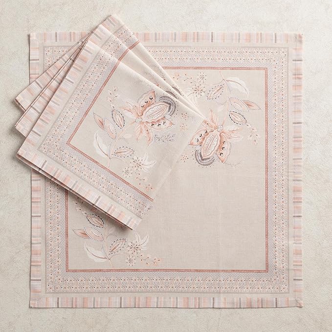 Maison d' Hermine Napkin 100% Combed Cotton Premium 20 Inch x 20 Inch Set of 4 Dinner Napkins, Decorative Washable Cloth Napkin for Dining, Buffet Parties & Camping - Society Florals