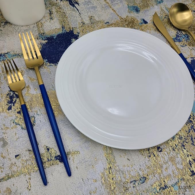 Elyon Lea 20 Piece Matte Gold/Blue Flatware Set, 18/10 Stainless Steel, Blue Thin Handles Silverware Set, Service for 4, Sturdy Cutlery Set, Heavy Duty Modern Satin Finish