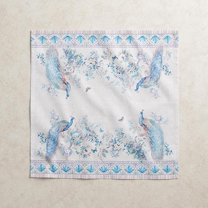 Maison d' Hermine Napkin 100% Combed Cotton Premium Cloth Napkin Decorative Washable Napkins Set of 4 for Home, Kitchen, Dining, Cocktail Parties & Camping - Peacock Utopia (20”X20”)