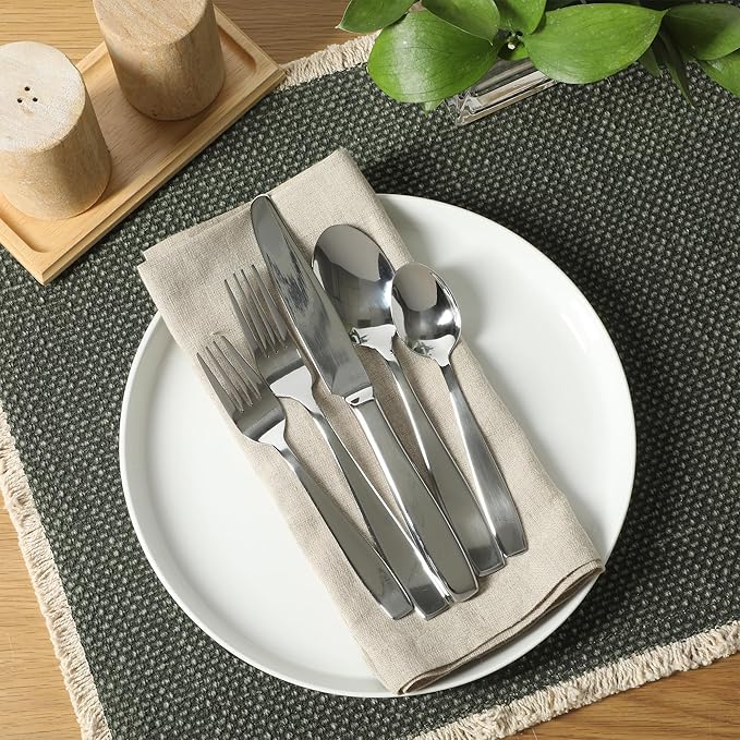 Gibson Home Castleford Flatware Utsensil Set, 20-Piece Stainless Steel Silverware Service for 4 – Modern Polished Finish