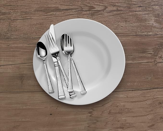 Mikasa Hammered Harmony 18.10 Stainless Steel 65-Piece Cutlery Set, Service For 12