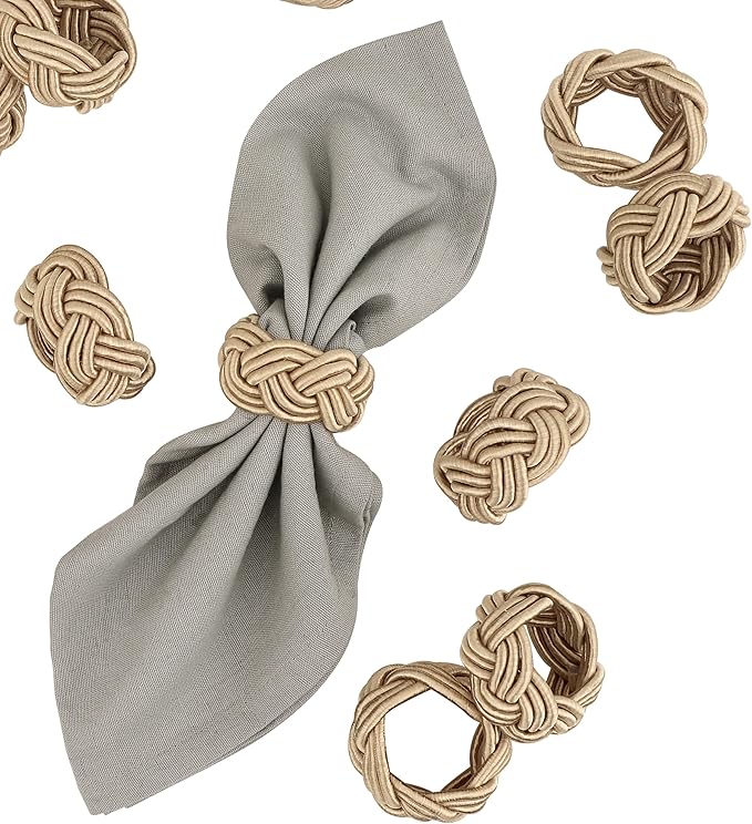 Napkin Rings Set of 12 for Dinner Parties, Weddings Receptions, Family Gatherings, or Everyday Use - Set Your Style with Daily Use Table Décor Accessories - Oat Brown