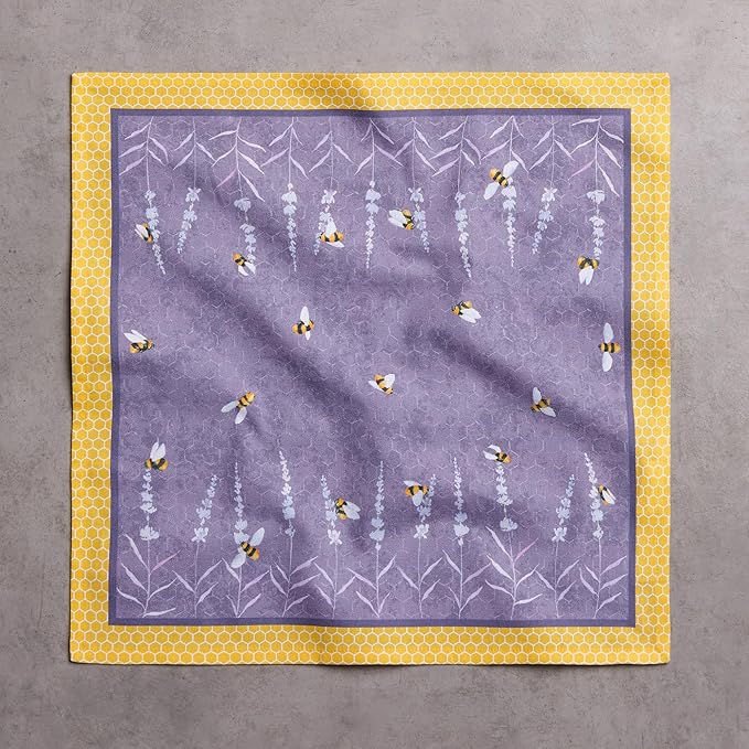 Maison d' Hermine Cloth Napkins Set of 4 100% Cotton Soft & Durable Everyday Reusable Square Napkins Cloth Washable, Dinner, Cocktail Party, Wedding, Restaurant (Bees are Buzzing, 18" x 18")