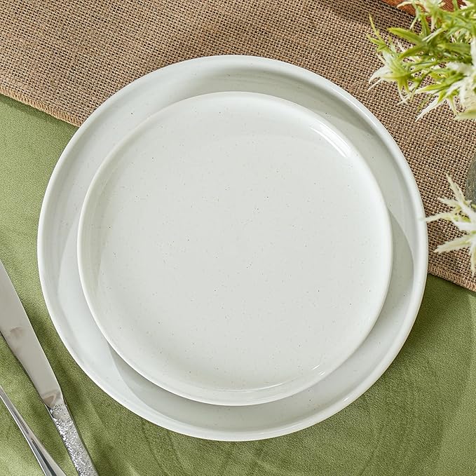 Salad&Dessert Plates,8 Inch Small Dinner Plates Sets for 4,Dishwasher & Microwave Safe,Porcelain Dinner Dishes for Cake, Fruits,Waffle, Pasta,Salad,Elegant White