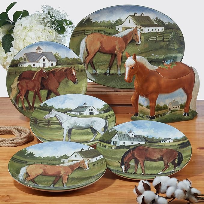 Certified International York Stables 6" Canape/Luncheon/Appetiser Plates, Set of 4 Assorted Designs