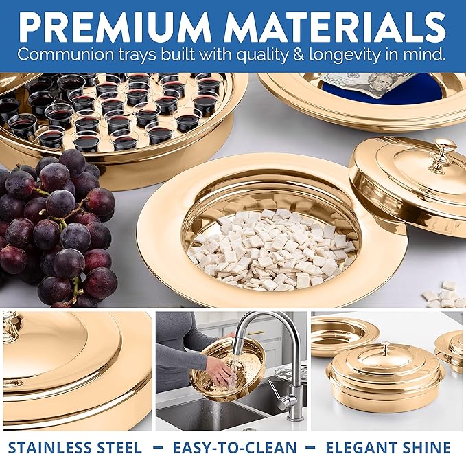 Premium Gold Stainless Steel Offering Trays for Church Collections