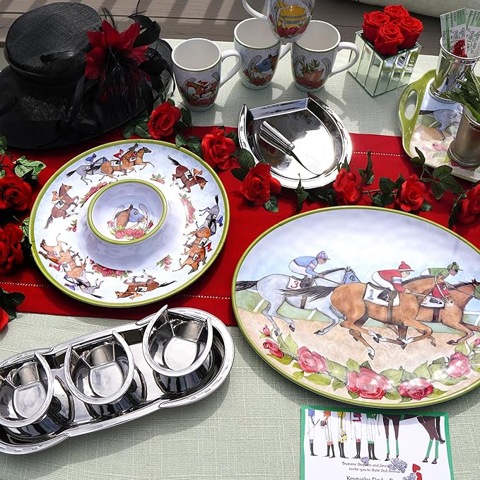 Derby Day at the Races Silver Coast 3-D Horseshoe Tray Set – Add race day glamour to your table with this porcelain tray set, perfect for hosting, gifting, and celebrating in equestrian elegance.