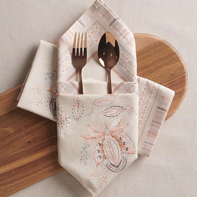Maison d' Hermine Napkin 100% Combed Cotton Premium 20 Inch x 20 Inch Set of 4 Dinner Napkins, Decorative Washable Cloth Napkin for Dining, Buffet Parties & Camping - Society Florals