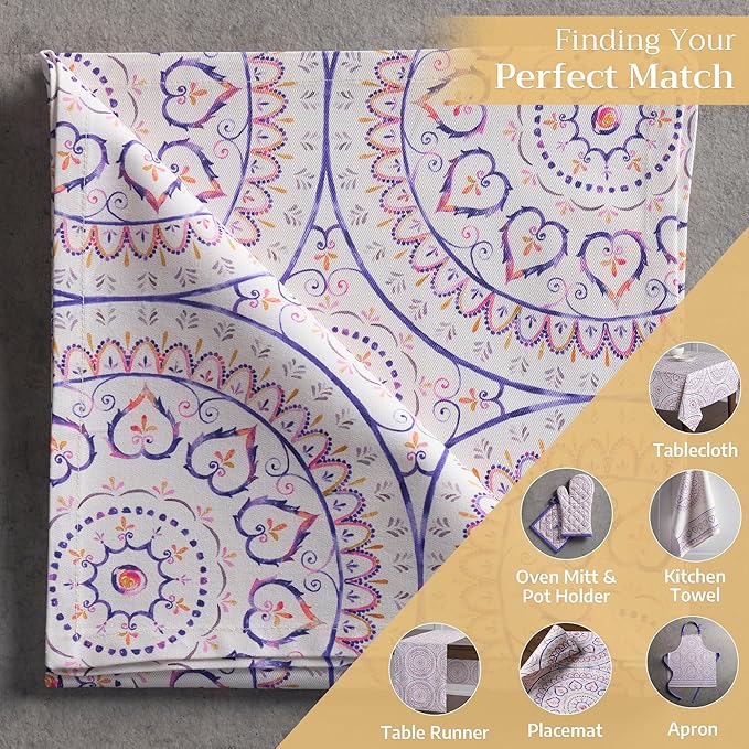Maison d' Hermine Cloth Napkins Set of 4 100% Cotton Everyday Reusable Square Napkins Cloth Washable, Dinner, Party, Wedding, Restaurant, Spring/Summer (Mandala, 20" x 20")