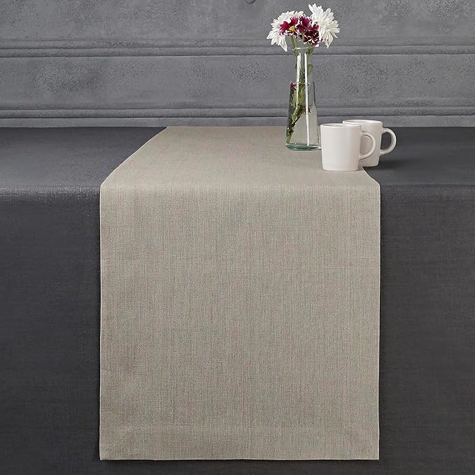 D'Moksha Homes Linen Natural Table Runner 72 Inches Long - 100% Pure Linen 14 x 72 Inch Table Runner for Dining, Winter, Christmas, Holiday, New Year - Machine Washable