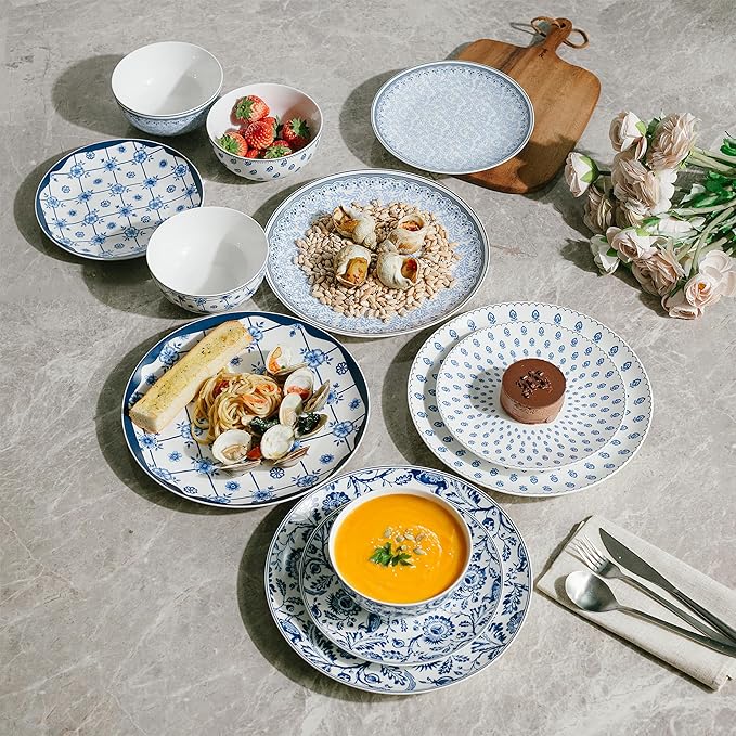 BTaT- Dinnerware Sets for 4, 12 pcs, Ceramic Dinnerware Sets