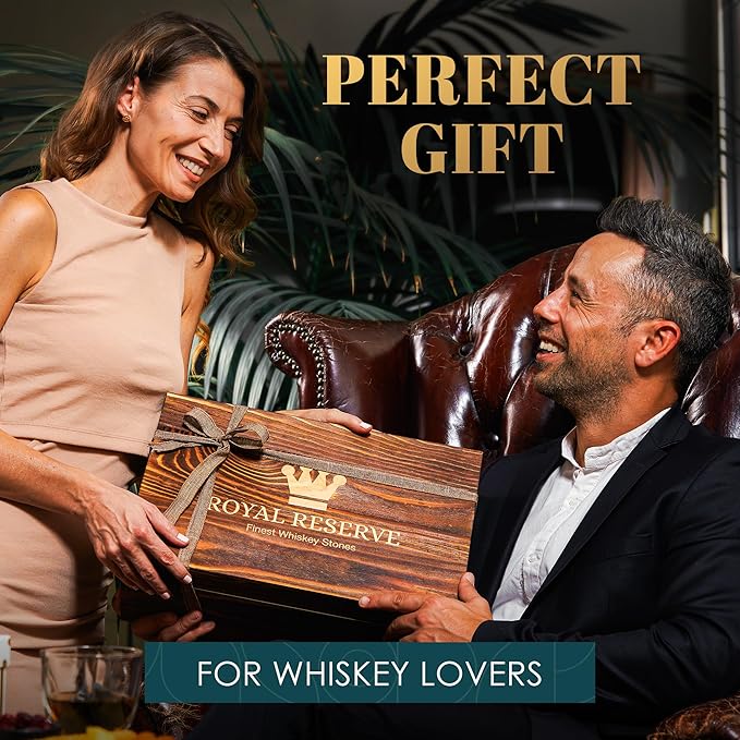 Whiskey Decanter Set by Royal Reserve – Whiskey Gift Set - Twisted Bourbon Decanter 24 oz 750 ml with Glasses, Whiskey Stones, Coasters, Tongs – Whiskey Gifts for Men, Husband, Dad Christmas