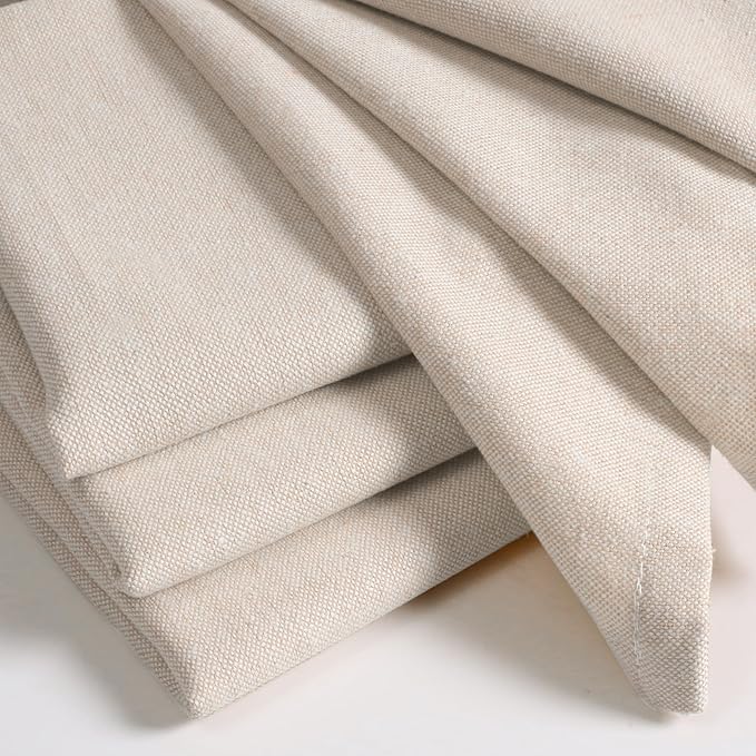 Native Fab Solid Cloth Napkin Set of 12, 100% Chambray Cotton, Washable, Reusable Dinner Cloth Napkin 17x17 inches, Table Decor Napkins for Dinner, Events, Beige