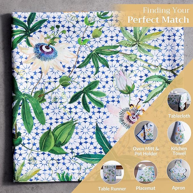 Maison d' Hermine Cloth Napkins Set of 4 100% Cotton Everyday Reusable Square Napkins Cloth Washable, Dinner, Party, Wedding, Restaurant, Spring/Summer (Passiflora, 20" x 20")