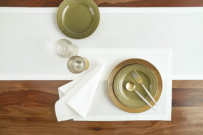 Solino Home White Cloth Napkins Set of 4 - Dru Cotton Linen Dinner Napkins 20 x 20 Inch for Winter, Christmas, Holiday, New Year - Handcrafted and Machine Washable