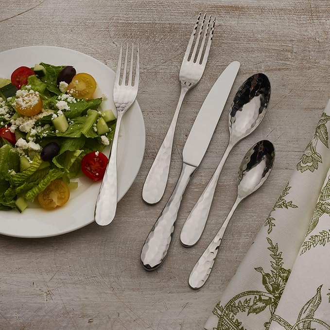 Mikasa, Lilah Flatware Service for 8, 45 Piece Set, 18/10 Stainless Steel, Silverware Set with Serving Utensils (Pack of 2)
