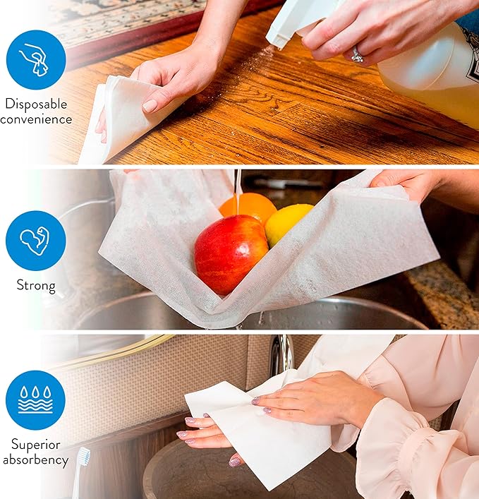 AMERICAN HOMESTEAD Disposable Hand Towels for Bathroom - White Linen-Like Guest Napkins - Ideal Paper Dinner Napkins or Bathroom Towels for Guests - 450 Count - Quilted - 15.5" x 12"