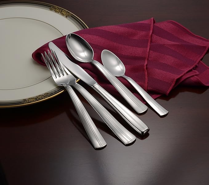 Liberty Tabletop Cedarcrest 45-piece 18/10 Flatware Set Service for 8, Includes Serving Pieces Made in USA