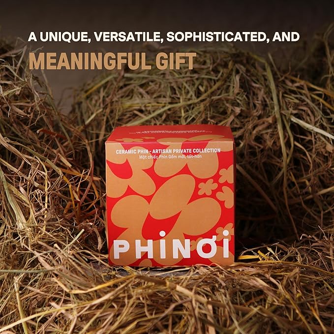 [Holiday Gift] Ceramic Vietnamese Phin Filter by PHINOI - Pour Over Coffee Dripper – 1-3 Cup Coffee Maker with Flower Design – Reusable Coffee Filter for Manual Brewing, Travel Friendly (Red)