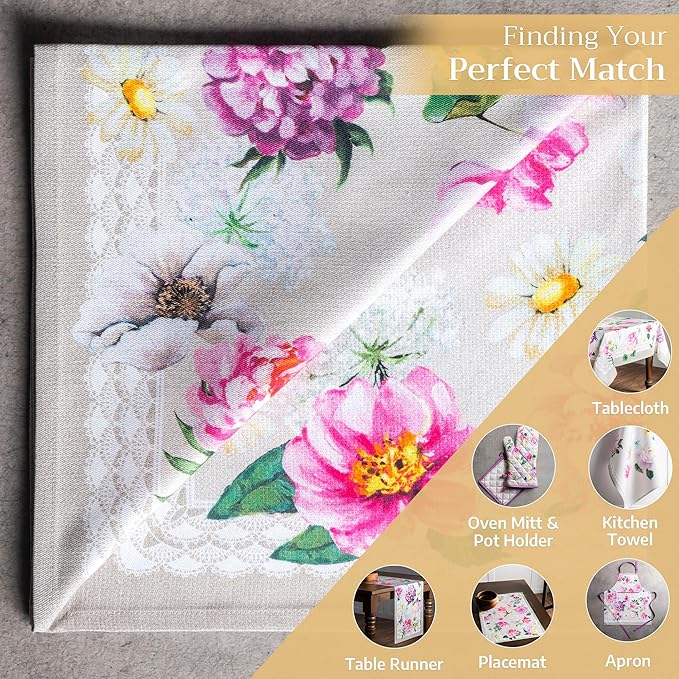 Maison d' Hermine Cloth Napkins Set of 4 100% Cotton Everyday Reusable Square Napkins Cloth Washable, Dinner, Party, Wedding, Restaurant, Spring/Summer (Pivoine, 20" x 20")