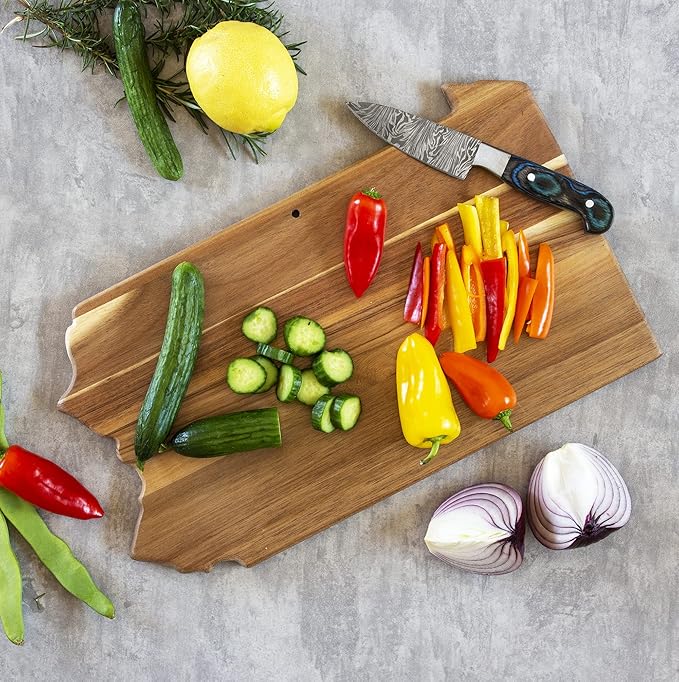Totally Bamboo Rock & Branch Origins Series Pennsylvania State Shaped Cutting Board and Charcuterie Serving Tray, Includes Hang Tie for Wall Display