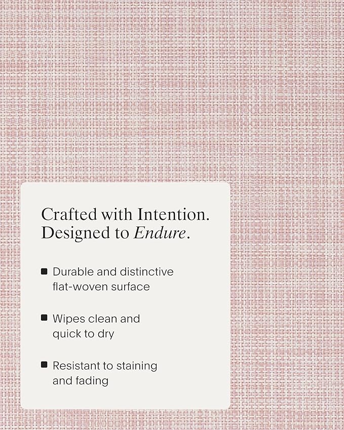 Chilewich Mini Basketweave Placemats in Blush - Set of 4 - Easy Care Woven Tabletop Textiles - Indoor/Outdoor - 15" Round