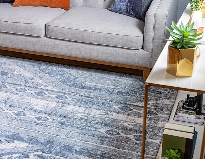 Rugs.com Oregon Collection Rug – 10' x 14' Light Slate Blue Low-Pile Rug Perfect for Living Rooms, Large Dining Rooms, Open Floorplans