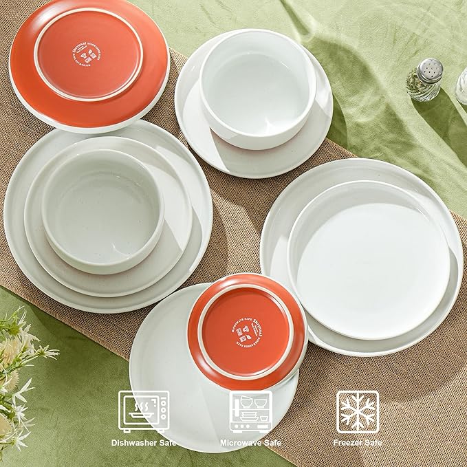 Salad&Dessert Plates,8 Inch Small Dinner Plates Sets for 4,Dishwasher & Microwave Safe,Porcelain Dinner Dishes for Cake, Fruits,Waffle, Pasta,Salad,Elegant White